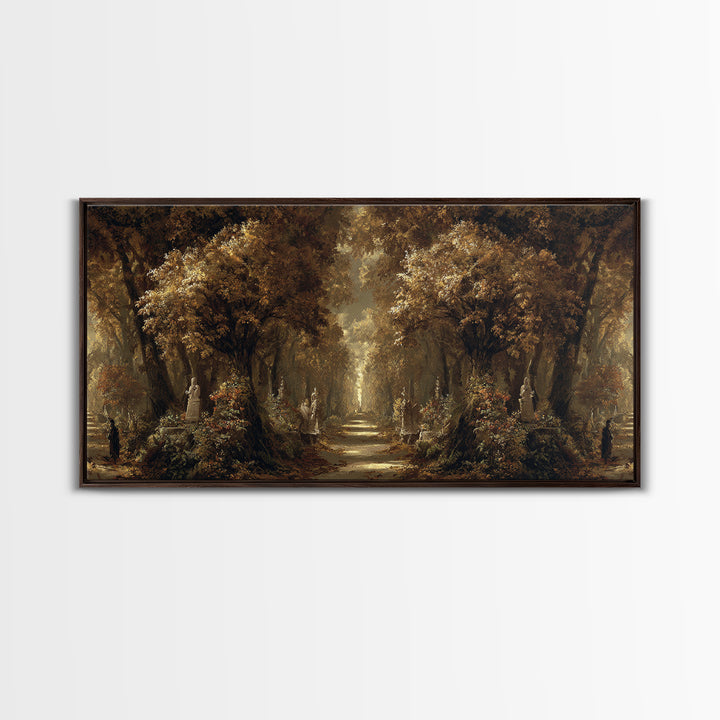 Autumn Forest Road Framed Canvas Print, Traditional Art, Art Print, Living Room Decor, Fine Art, Classic, Custom Art, TRA-2x1-60