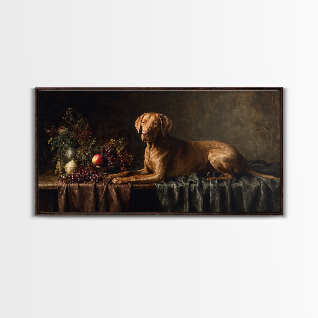 Hunting Dog Portrait Framed Canvas Print, Traditional Art, Luxury Decor, Living Room Decor, Fine Art, Classic, Art Print, TRA-2x1-8