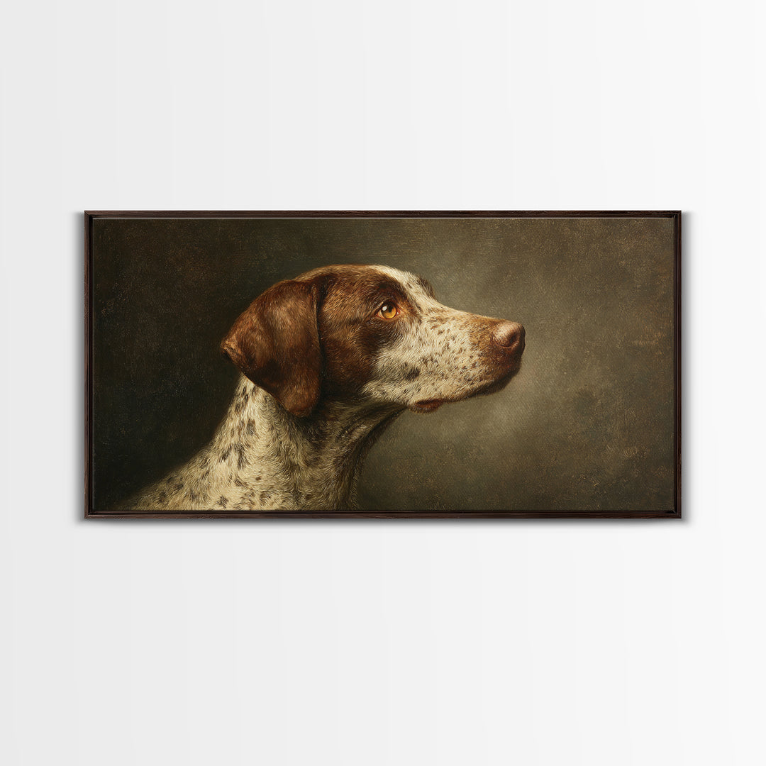 Hunting Dog Portrait Framed Canvas Print, Traditional Art, Art Commissions, Living Room Decor, Classic, Pokemon Poster, TRA-2x1-80