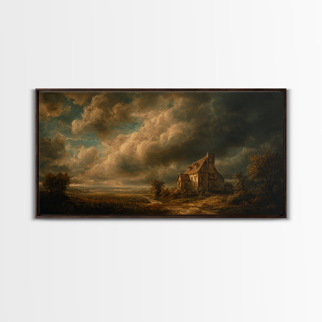 Barn and Farmland Framed Canvas Print, Traditional Art, Boho, Living Room Decor, Classic, Indian Wall Art, Japanese Decor, TRA-2x1-91