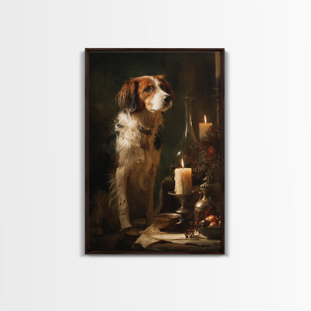 Hunting Dog Portrait Framed Canvas Print, Traditional Art, Digital Print, Living Room Decor, Oil Painting, Classic, Indian Art, TRA-2x3-20