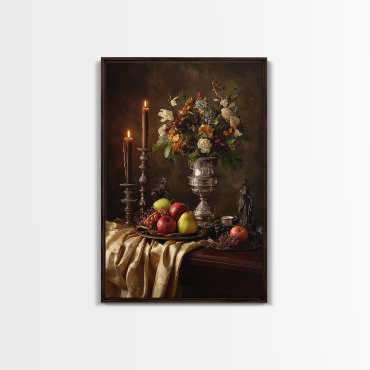 Dutch Fruit and Silver Goblet Still Life Canvas Print, Traditional Art, Pokemon Poster, Living Room Decor, Classic, Art Print, TRA-2x3-36