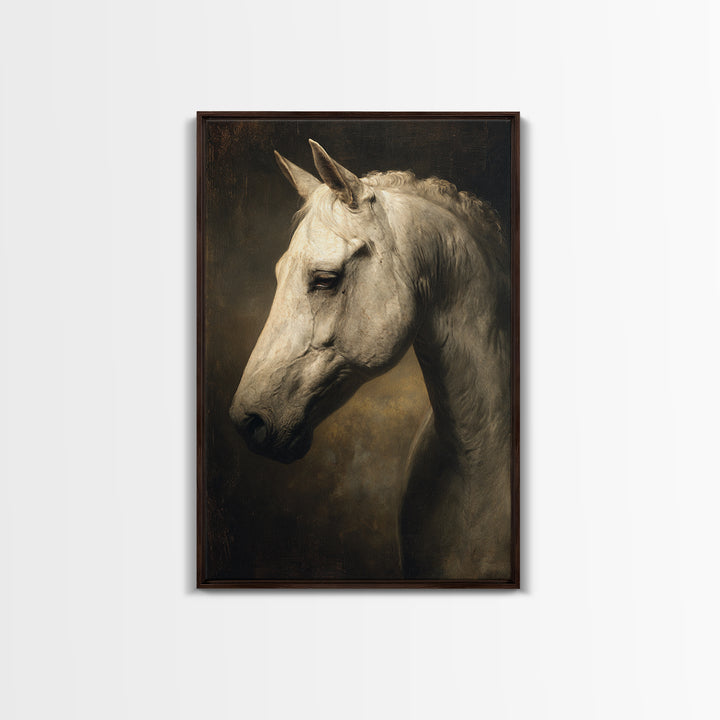 Realistic Horse Portrait Framed Canvas Print, Traditional Art, Digital Print, Living Room Decor, Oil Painting, Classic, TRA-2x3-59