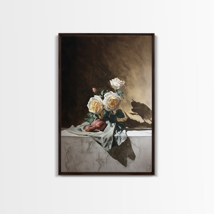 Botanical Watercolor Study of Roses Canvas Print, Traditional Art, Wall Hanging, Living Room Decor, Fine Art, Classic, TRA-2x3-62