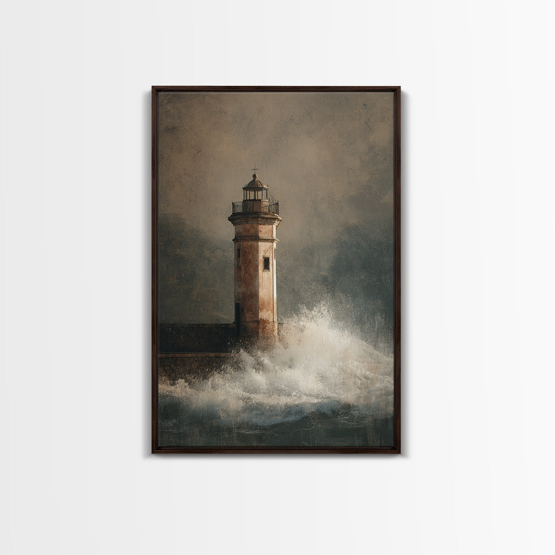Lighthouse with Crashing Waves Canvas Print, Traditional Art, Custom Art, Living Room Decor, Fine Art, Classic, Modern Decor, TRA-2x3-77