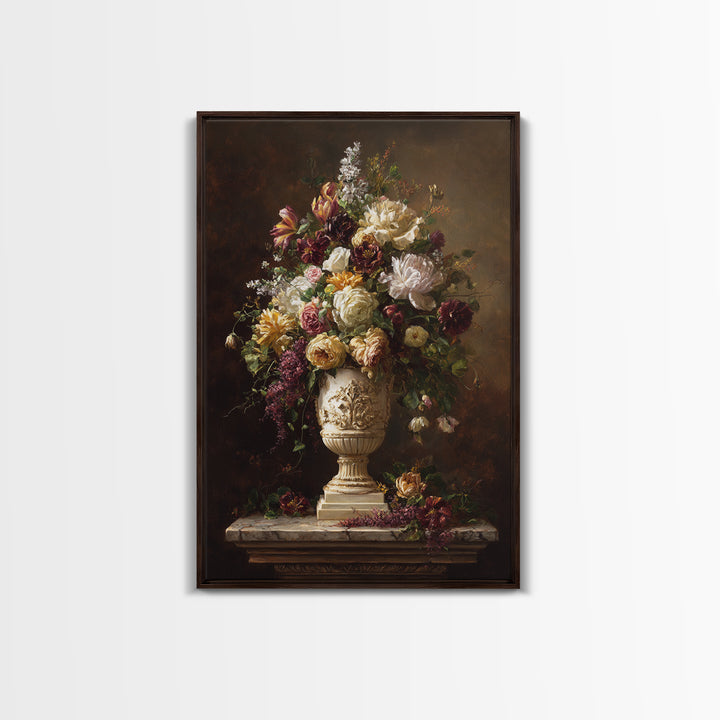 Formal Floral Still Life Canvas Print, Traditional Art, Boho, Living Room Decor, Classic, Indian Wall Art, Japanese Decor, TRA-2x3-82