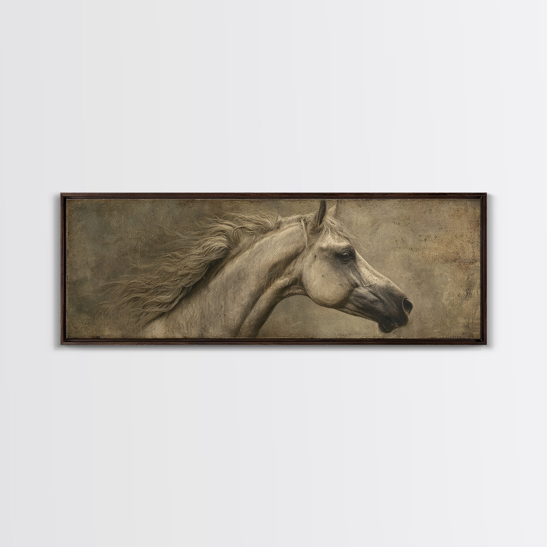 Realistic Horse Portrait Canvas Print, Traditional Art, Decor, Living Room Decor, Fine Art, Classic, Japanese Art, Custom Art, TRA-3x1-43
