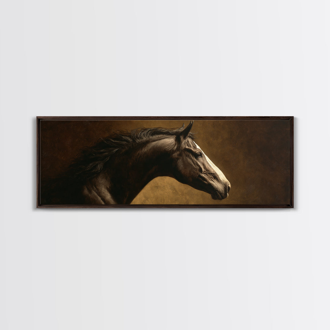 Realistic Horse Portrait Canvas Print, Traditional Art, Decor, Living Room Decor, Fine Art, Classic, Japanese Art, Custom Art, TRA-3x1-91