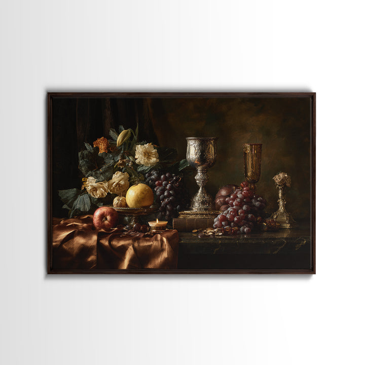 Dutch Fruit and Silver Goblet Still Life Canvas Print, Traditional Art, Indian Art, Living Room Decor, Fine Art, Classic, TRA-3x2-32