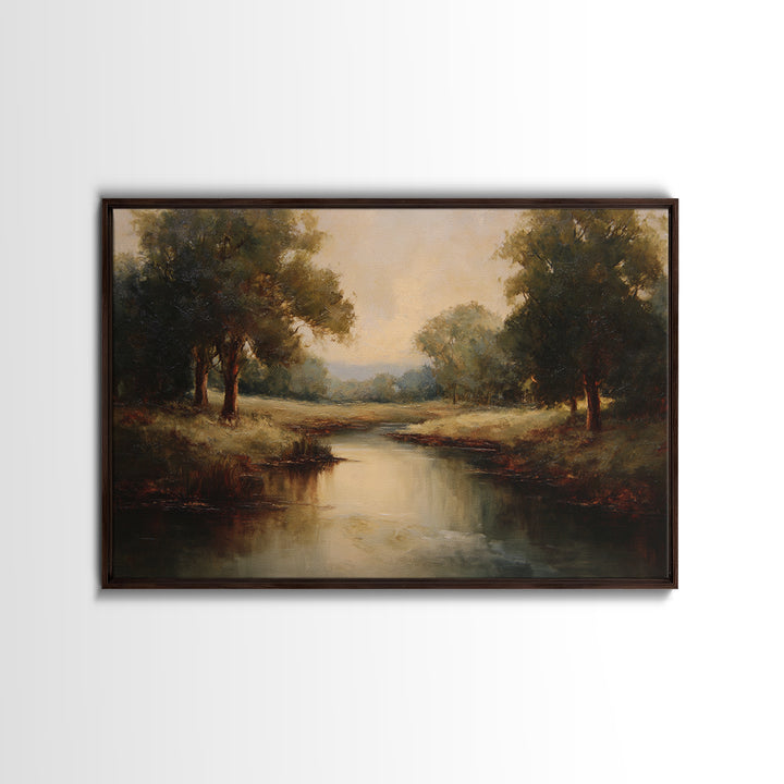 Classic Oil Painted Landscape Framed Canvas Print, Traditional Art, Indian Art, Living Room Decor, Oil Painting, Classic, TRA-3x2-5