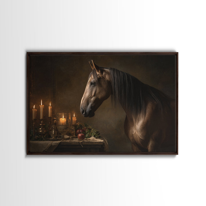 Realistic Horse Portrait Framed Canvas Print, Traditional Art, Digital Print, Living Room Decor, Oil Painting, Classic, TRA-3x2-55
