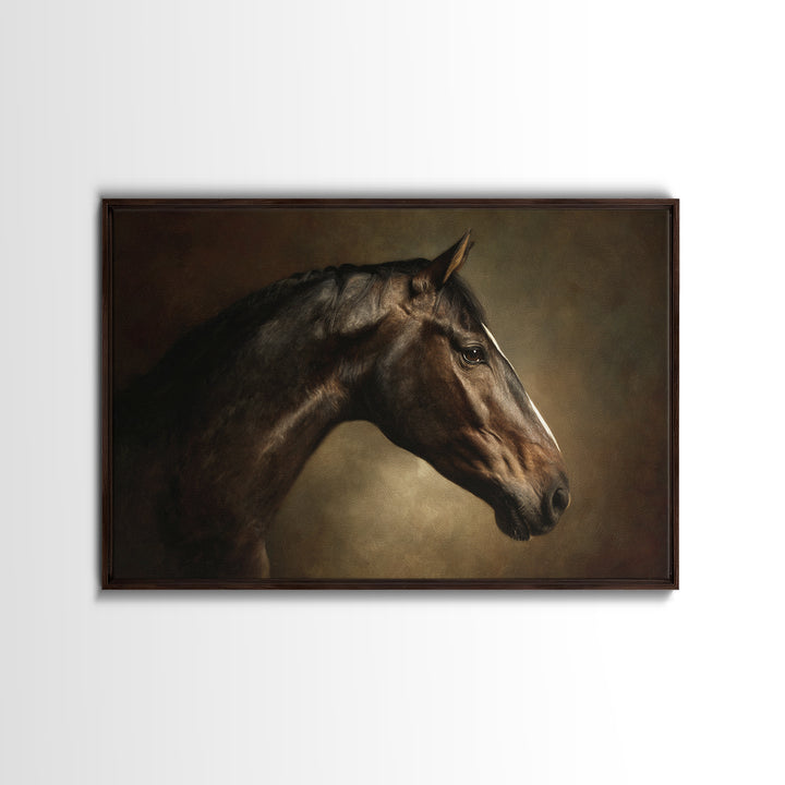 Realistic Horse Portrait Framed Canvas Print, Traditional Art, Luxury Decor, Living Room Decor, Fine Art, Classic, Art Print, TRA-3x2-79