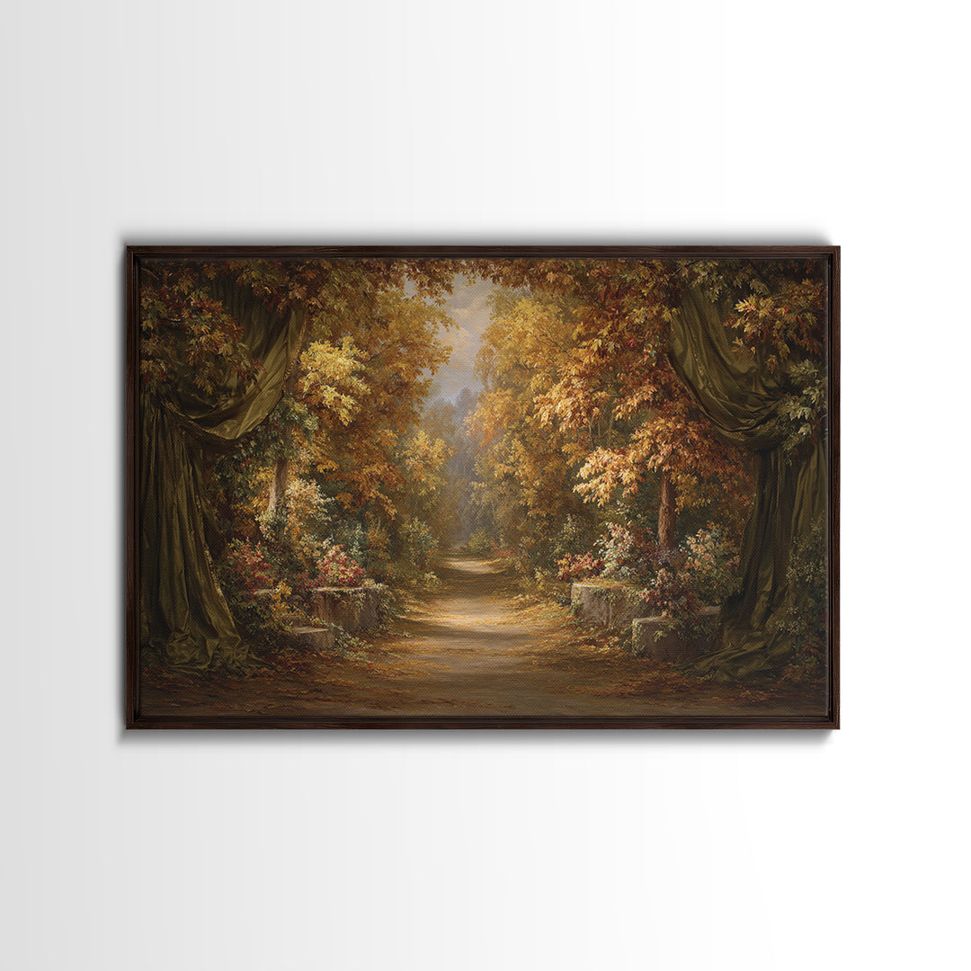 Autumn Forest Road Framed Canvas Print, Traditional Art, Wall Decor, Living Room Decor, Fine Art, Classic, Art Commissions, TRA-3x2-92