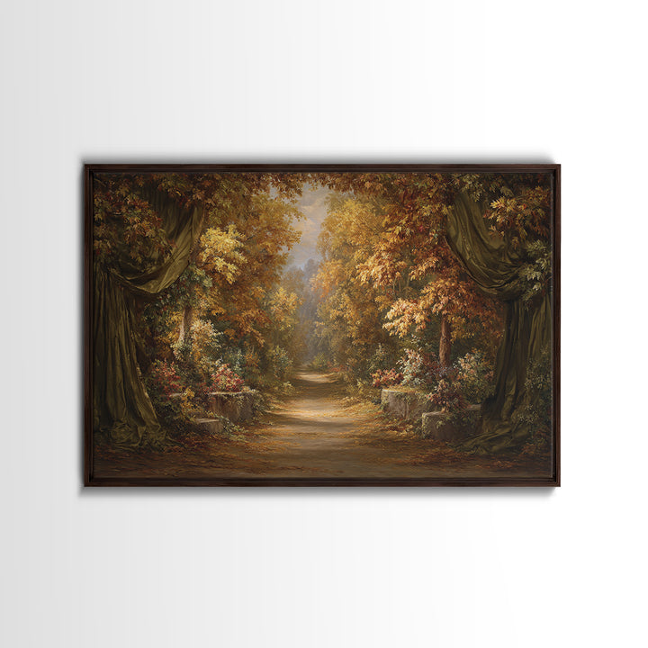 Autumn Forest Road Framed Canvas Print, Traditional Art, Wall Decor, Living Room Decor, Fine Art, Classic, Art Commissions, TRA-3x2-92