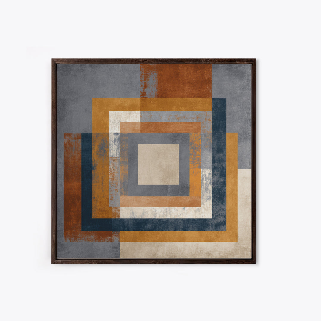 Geometric Border Design by Global Textiles Framed Canvas Print, Tribal Art, Boho Wall Decor, Living Room Decor, Tribal, TRI-1x1-44