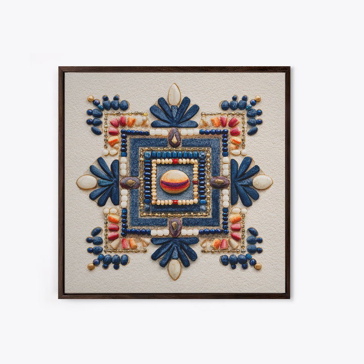 Beaded Jewelry Still Life Framed Canvas Print, Tribal Art, Fine Art Print, Living Room Decor, Watercolor Art, Tribal, TRI-1x1-58