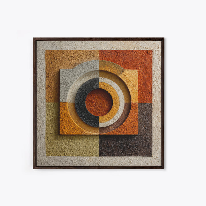 Abstract Drum Circle Suggested Through Repeated Forms Framed Canvas Print, Tribal Art, Earthy, Living Room Decor, Abstract Art, TRI-1x1-6
