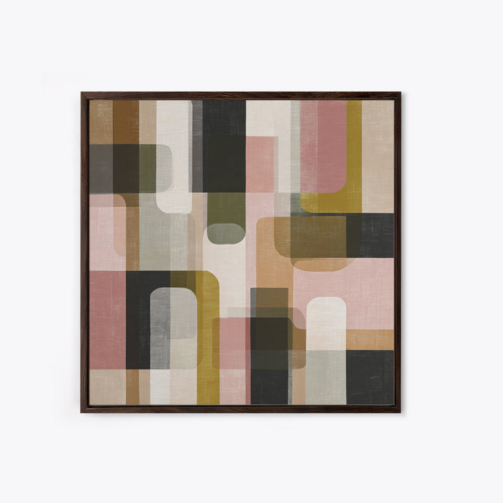 Earth Tone Geometric Pattern by Woven Cloth Framed Canvas Print, Tribal Art, Art Print, Living Room Decor, Abstract Art, Tribal, TRI-1x1-74