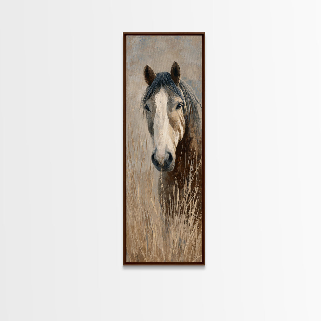 Tribal Horse Pattern Framed Canvas Print, Tribal Art, Fine Art Print, Living Room Decor, Oil Painting, Tribal, Wall Decor, TRI-1x3-30