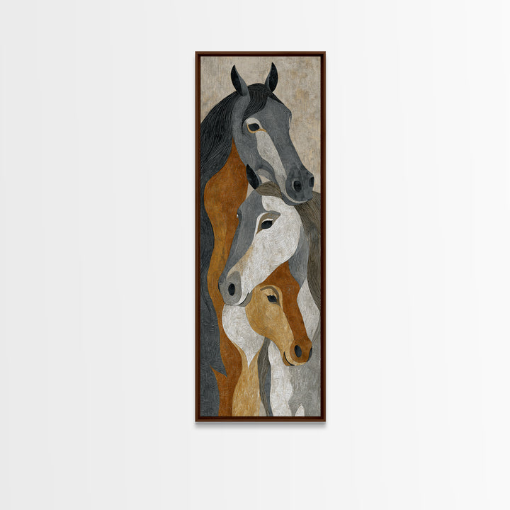 Tribal Horse Pattern Framed Canvas Print, Tribal Art, Fine Art Print, Living Room Decor, Oil Painting, Tribal, Wall Decor, TRI-1x3-54