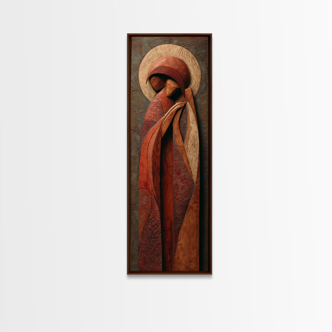 Carved Wood Figure Canvas Print, Tribal Art, Original Painting, Living Room Decor, Fine Art, Tribal, Canvas Painting, TRI-1x3-57