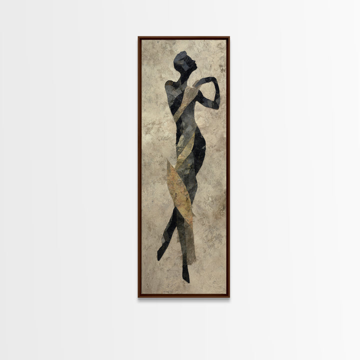 Ceremonial Dancer Silhouette Canvas Print, Tribal Art, Living Room Decor, Oil Painting, Tribal, Unique Wall Art, TRI-1x3-63