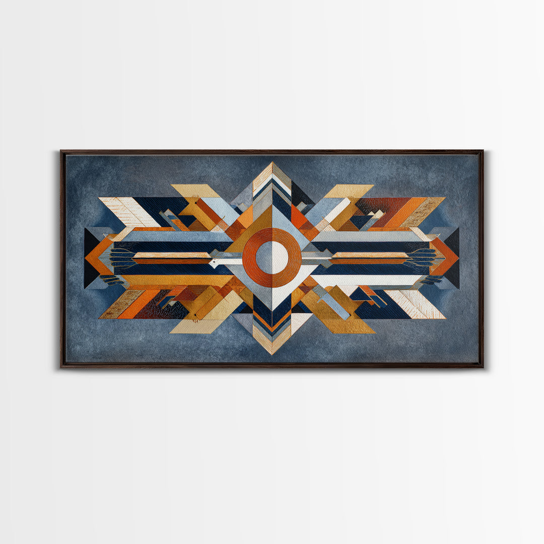 Eagle Totem with Feathers and Geometric Shapes Canvas Print, Tribal Art, Home Decor, Living Room Decor, Abstract Art, Tribal, TRI-2x1-32