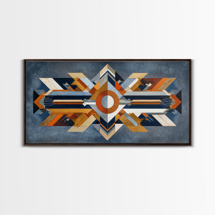 Eagle Totem with Feathers and Geometric Shapes Canvas Print, Tribal Art, Home Decor, Living Room Decor, Abstract Art, Tribal, TRI-2x1-32