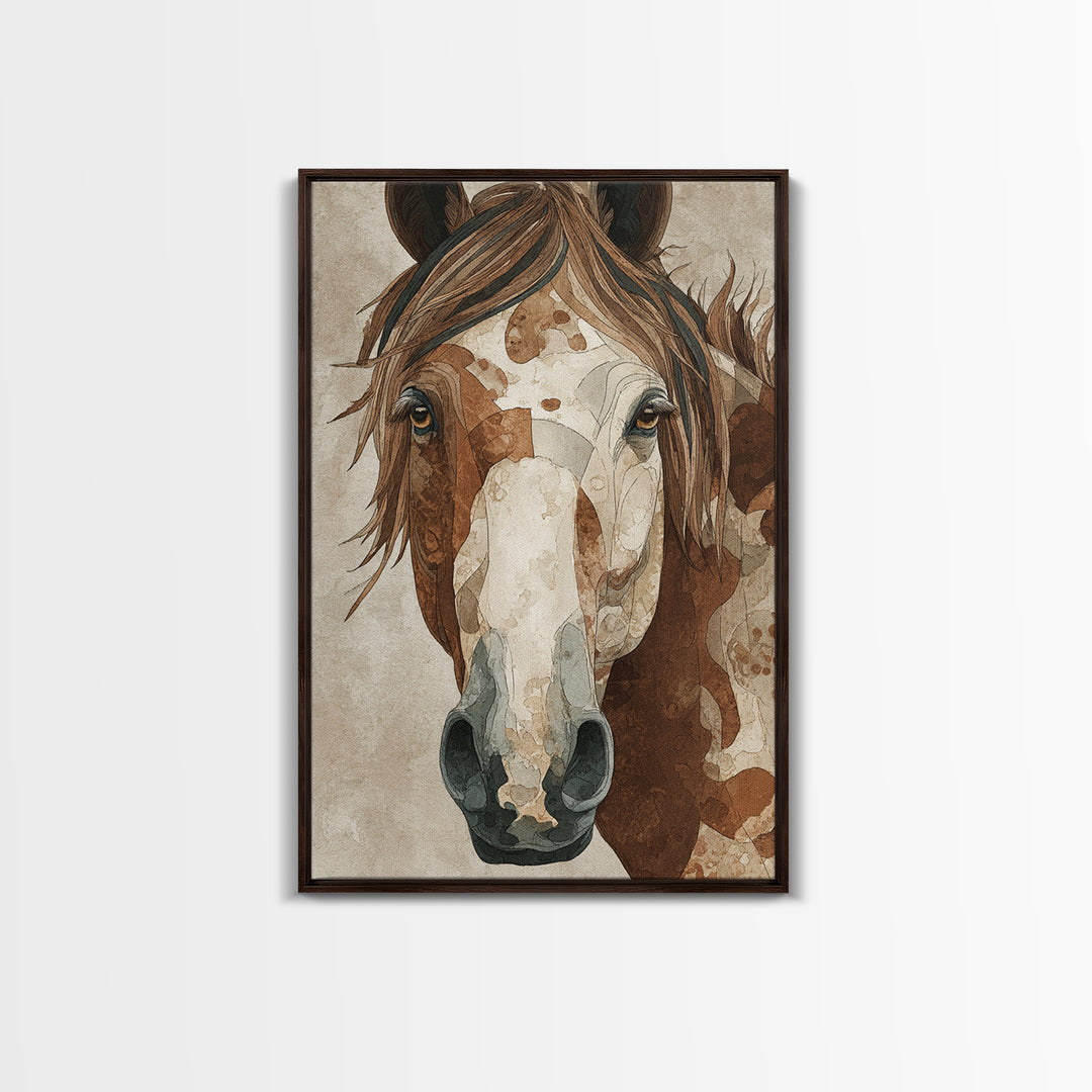 Tribal Horse Pattern Framed Canvas Print, Tribal Art, Art, Living Room Decor, Abstract Art, Tribal, Gallery Wall Art, TRI-2x3-26