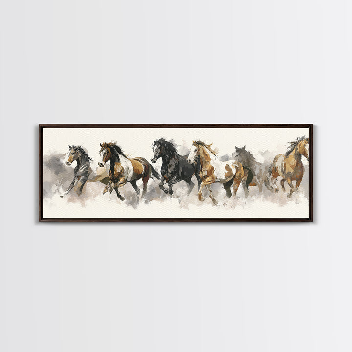 Tribal Horse Pattern Framed Canvas Print, Tribal Art, Boho Wall Decor, Living Room Decor, Fine Art, Tribal, Southwestern Decor, TRI-3x1-10