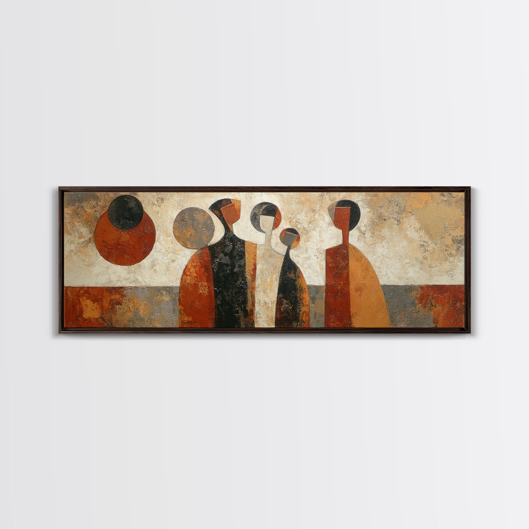 Abstract Family Figures Framed Canvas Print, Tribal Art, Fine Art Print, Living Room Decor, Fine Art, Tribal, Wall Decor, TRI-3x1-15