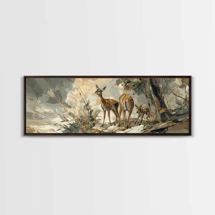Ancient Cave Art Running Animals Canvas Print, Tribal Art, Modern Decor, Living Room Decor, Abstract Art, Tribal, Wall Decor, TRI-3x1-25