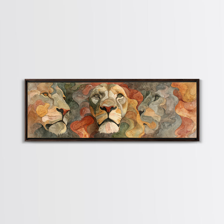 Lion Mask Abstraction Framed Canvas Print, Tribal Art, Gallery Decor, Living Room Decor, Abstract Art, Tribal, Home Decor, TRI-3x1-32