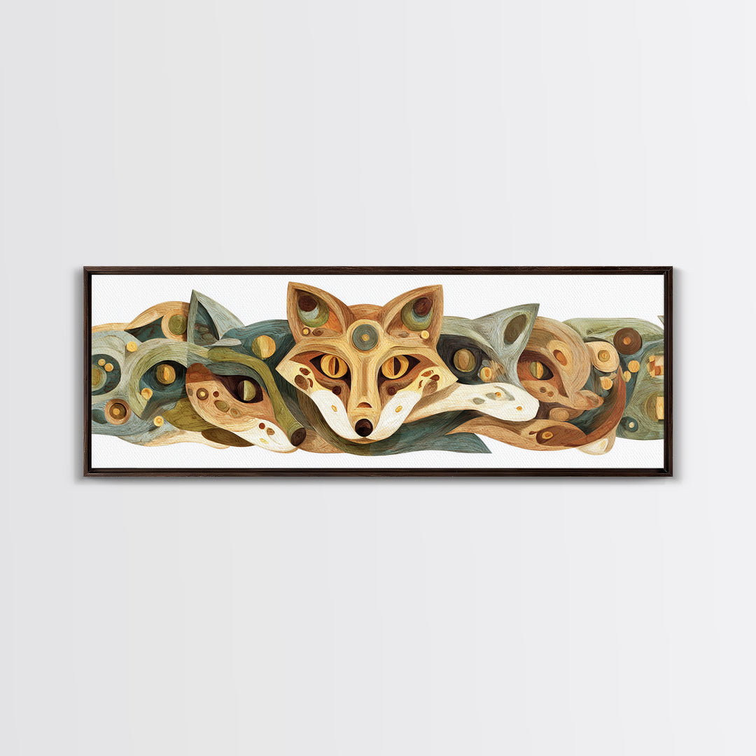Stylized Animal Totem Framed Canvas Print, Tribal Art, Fine Art Print, Living Room Decor, Fine Art, Tribal, Wall Decor, TRI-3x1-44