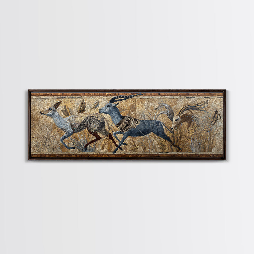 Ancient Cave Art Running Animals Canvas Print, Tribal Art, Modern Decor, Living Room Decor, Abstract Art, Tribal, Wall Decor, TRI-3x1-49