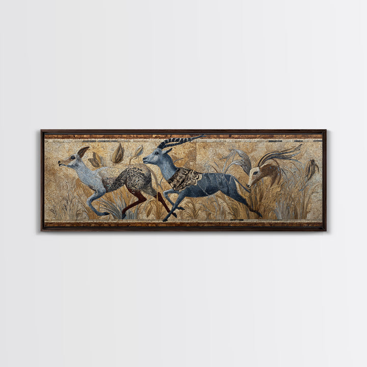 Ancient Cave Art Running Animals Canvas Print, Tribal Art, Modern Decor, Living Room Decor, Abstract Art, Tribal, Wall Decor, TRI-3x1-49
