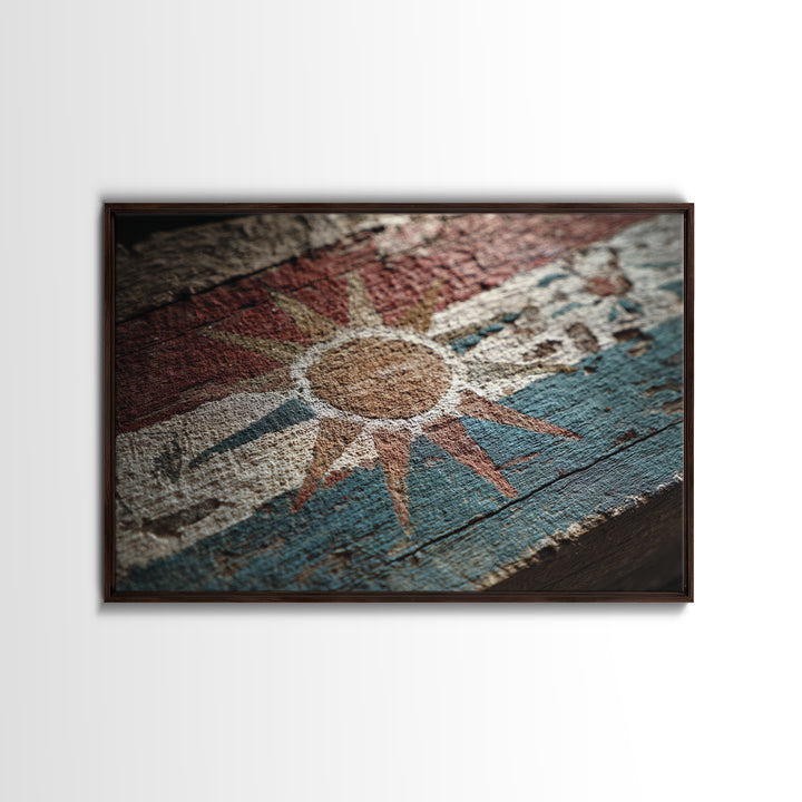 Tribal Sun Symbol Framed Canvas Print, Tribal Art, Fine Art Print, Living Room Decor, Fine Art, Tribal, Wall Decor, TRI-3x2-63