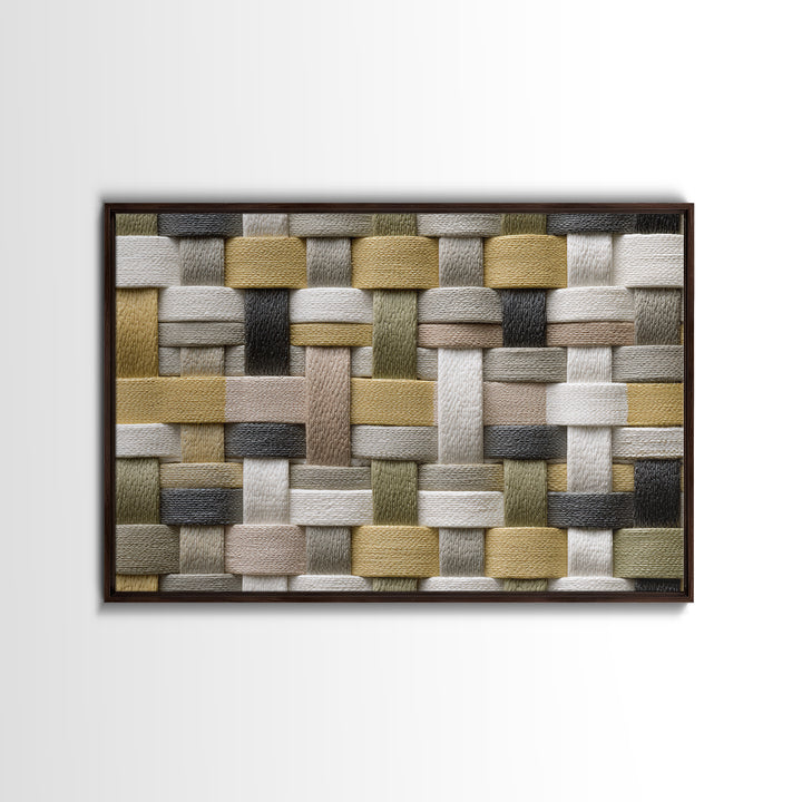 Woven Basket Pattern Enlarged as Modern Art Framed Canvas Print, Tribal Art, Gallery Decor, Living Room Decor, Fine Art, Tribal, TRI-3x2-90