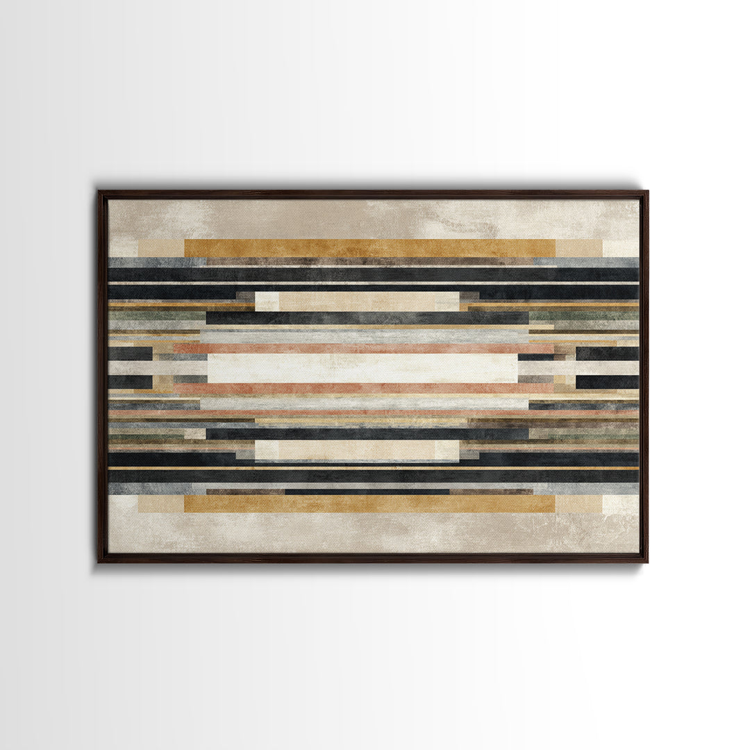 Geometric Border Design by Global Textiles Framed Canvas Print, Tribal Art, Gallery Wall Art, Living Room Decor, Tribal, TRI-3x2-96