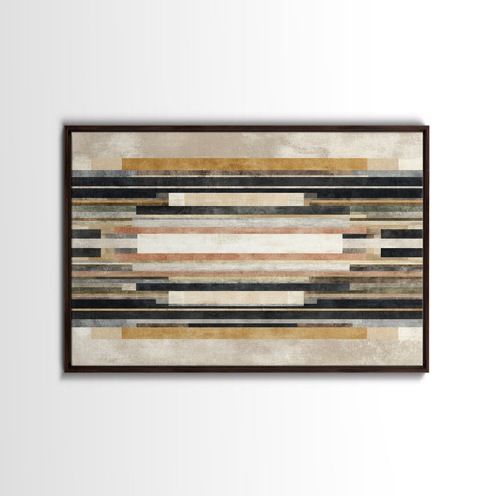 Geometric Border Design by Global Textiles Framed Canvas Print, Tribal Art, Gallery Wall Art, Living Room Decor, Tribal, TRI-3x2-96