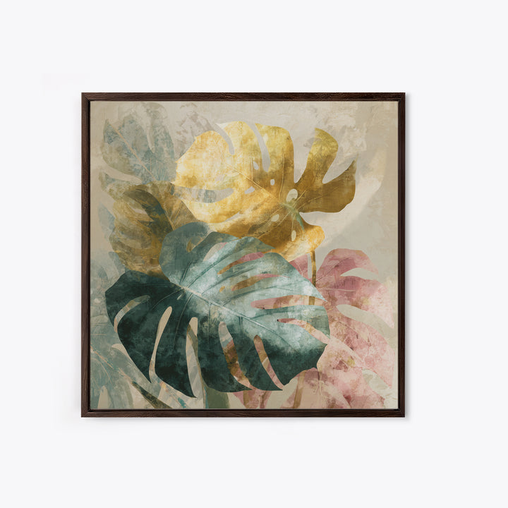Lush Monstera Leaves Framed Canvas Print, Tropical Art, Modern Decor, Living Room Decor, Fine Art, Tropic, Wall Decor, TRO-1x1-1