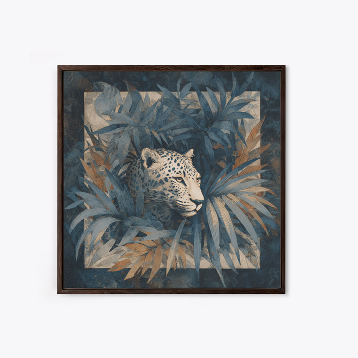 Leopard Hidden Among Palm Leaves Canvas Print, Tropical Art, Coastal Art, Living Room Decor, Fine Art, Tropic, Luxury Decor, TRO-1x1-14