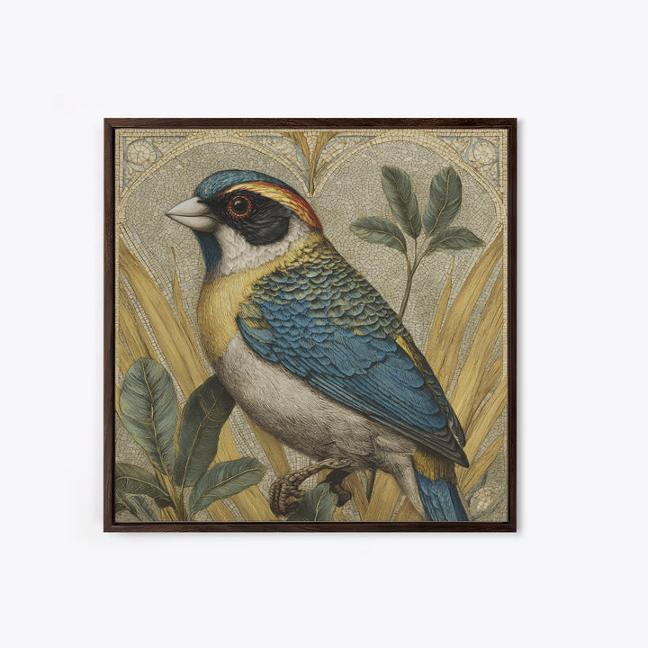 Colorful Jungle Bird Pattern Canvas Print, Tropical Art, Print, Living Room Decor, Fine Art, Tropic, Coastal Wall Art, TRO-1x1-20