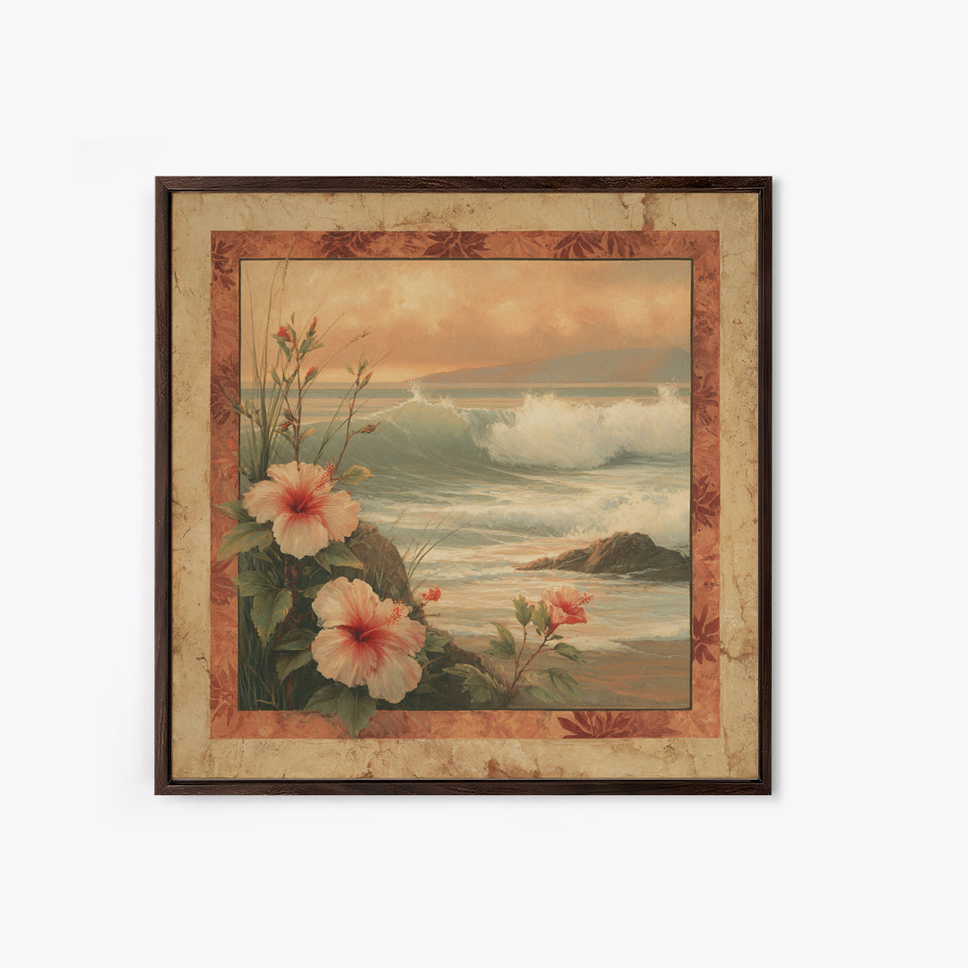 Sunset Surf Scene Canvas Print, Tropical Art, Beach Decor, Living Room Decor, Oil Painting, Tropic, Fine Art Print, TRO-1x1-22