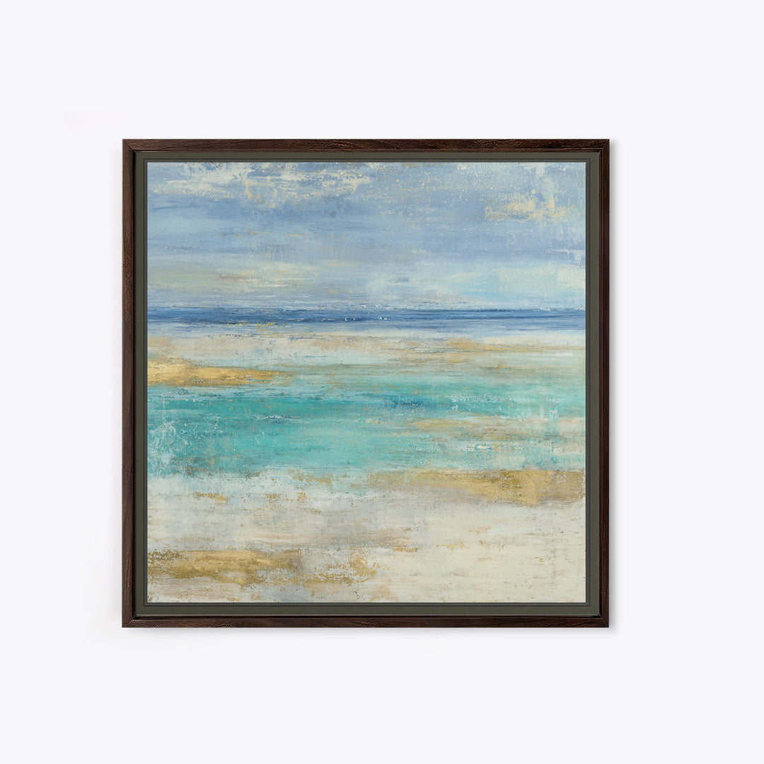 Tropical Lagoon with Turquoise Water Canvas Print, Tropical Art, Abstract Painting, Living Room Decor, Fine Art, Tropic, TRO-1x1-31