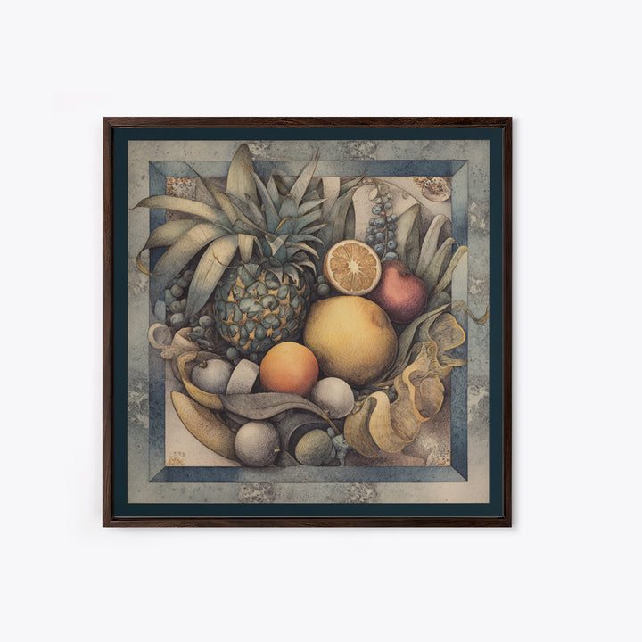 Tropical Fruit Market Arrangement Framed Canvas Print, Tropical Art, Coastal Decor, Living Room Decor, Fine Art, Tropic, TRO-1x1-39