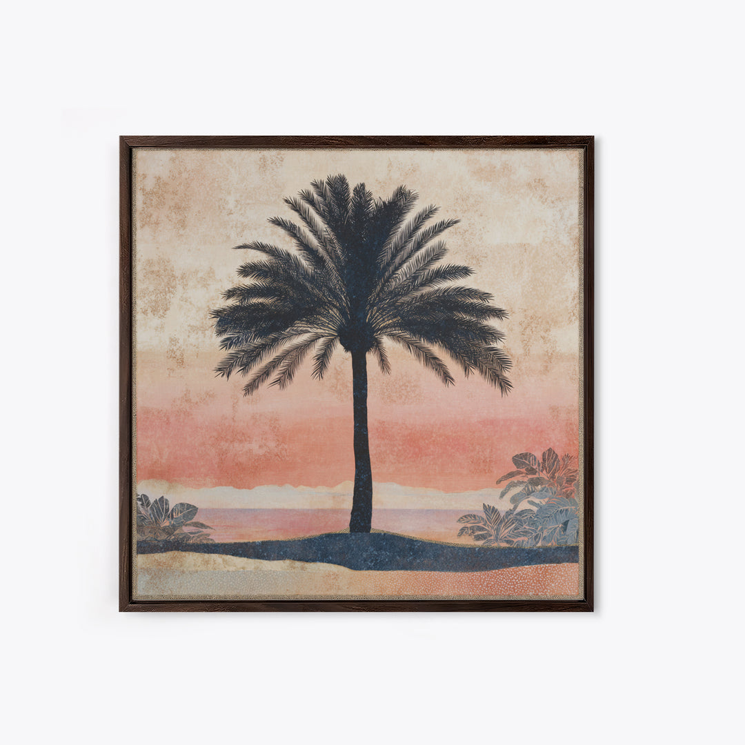 Palm Tree Silhouettes Framed Canvas Print, Tropical Art, Abstract Painting, Living Room Decor, Fine Art, Tropic, Gallery Decor, TRO-1x1-52