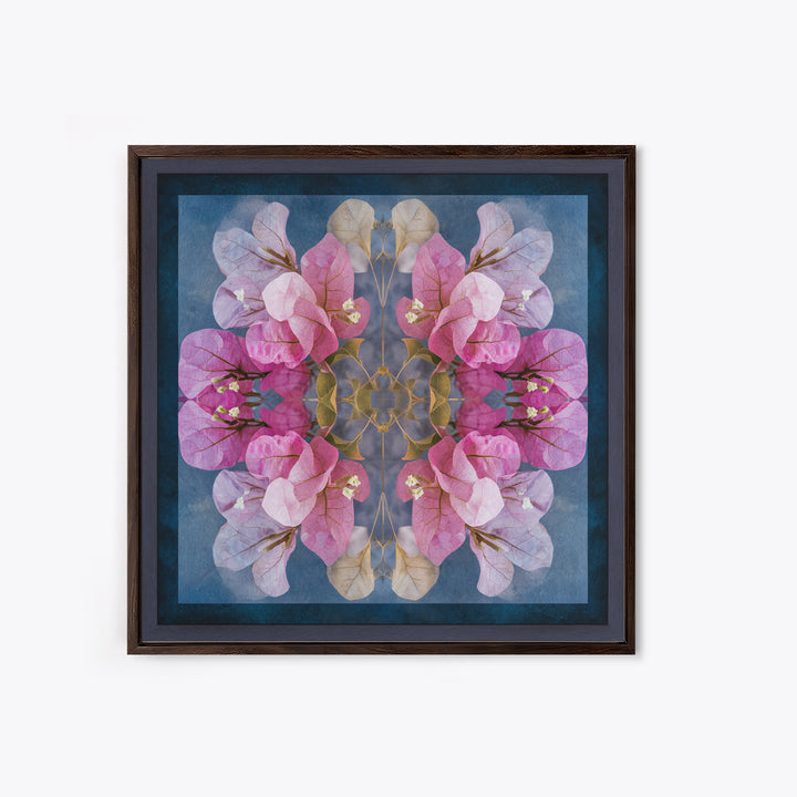Pink Bougainvillea over White Wall Framed Canvas Print, Tropical Art, Abstract Painting, Living Room Decor, Fine Art, Tropic, TRO-1x1-64