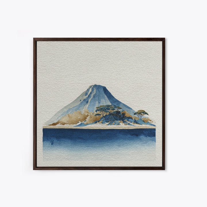 Island Volcano with Lush Foreground Canvas Print, Tropical Art, Contemporary Art, Living Room Decor, Fine Art, Tropic, TRO-1x1-89