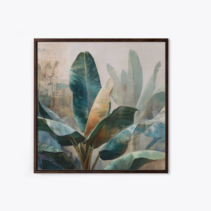 Banana Leaves Layered Canvas Print, Tropical Art, Statement Artwork, Living Room Decor, Fine Art, Tropic, Digital Prints, TRO-1x1-9